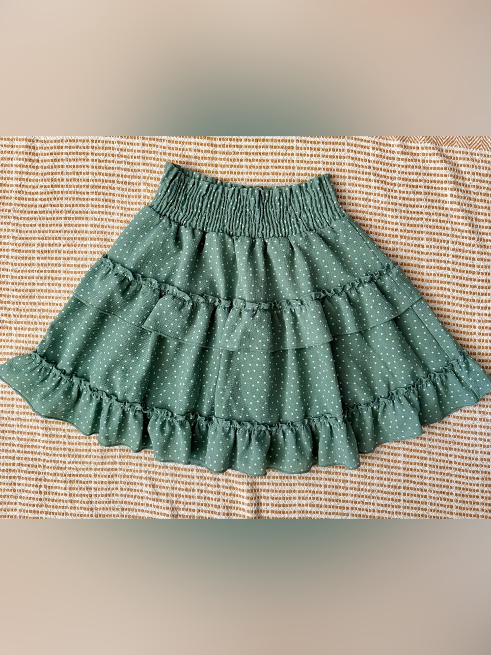 Altar'd State "Viv" Tiered Ruffle Smocked Skirt Sage Medium